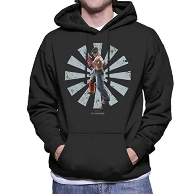 Image of Cloud City 7 Jin Kazama Retro Japanese Tekken Men&#039;s Hooded Sweatshirt Black