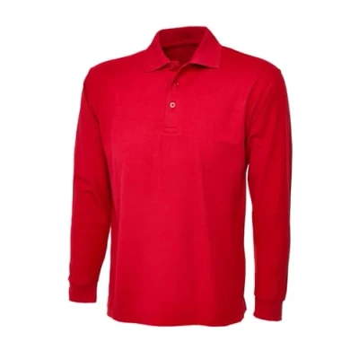 Image of COOZO Mens Long Sleeve Polo Shirt Red M