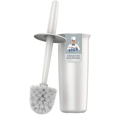Image of MR.SIGA Toilet Bowl Brush and Holder for Bathroom, White, 1 Pack