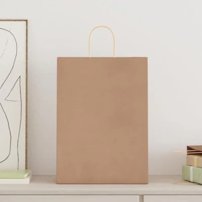 Image of vidaXL Paper Bags 250 pcs with Handles Brown 32x17x44 cm