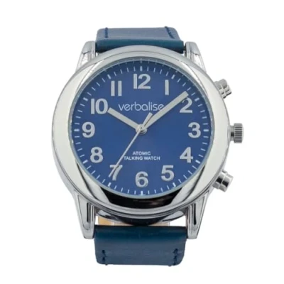 Image of Verbalise Men’s Blue Dial Radio Controlled Talking Watch, Speaks Time, Date &amp; 8 Daily Alarms. 2 Year Guarantee, UKs No1 for Quality Service and Choice of Watch Strap VMRC 178BL
