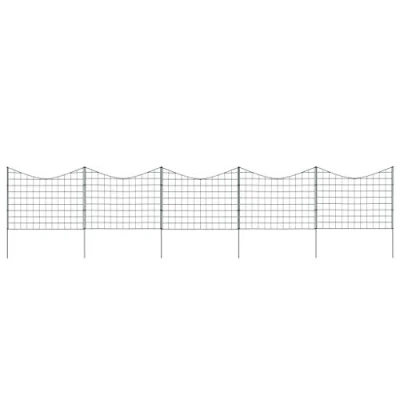 Image of vidaXL Lower Arch Garden Fence Set Green Multipurpose Fencing Including Child Protection and Animal Enclosure Made of Durable Powder Coated Steel