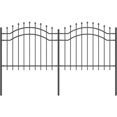 Image of Garden Fence Gray 140 cm Powder coated steel vidaXL
