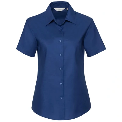 Image of Russell Athletic Collection Womens/Ladies Oxford Short Sleeved Shirt (Bright Royal Blue) Navy/Blue Size 2XL