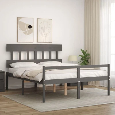 Image of vidaXL Senior Bed without Mattress Grey King Size Solid Wood