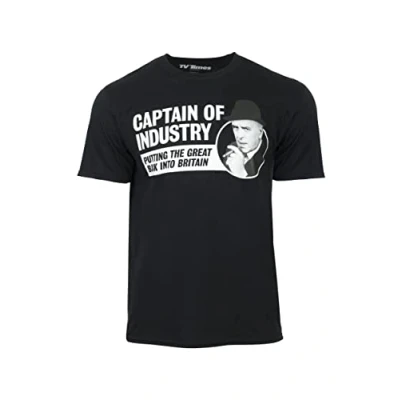 Image of Minder Arthur Daley Captain of Industry Licensed T Shirt (XL) Black