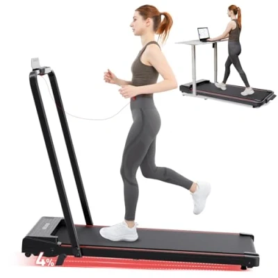 Image of CITYSPORTS Treadmill with Incline,2 in 1 Folding for Home and Office,12KM/H Walking Pad Foldable Remote Control,LED Display