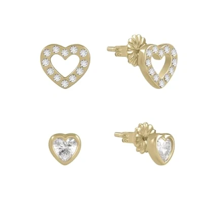 Image of Radley Womens 18ct Gold Plated Sterling Silver Stone Set Heart Twin Pack Stud Earrings