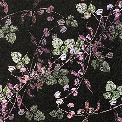 Image of 20 Napkins Leaf Branches on Black Leaves Natural Timeless Elegant Table Decoration Decoupage Napkin Technology 33 x cm