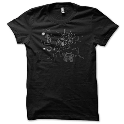 Image of Yohjis Tees Twin Peaks Owl Cave Calendar Map, Men&#039;s Black T Shirt S XXL (XL)