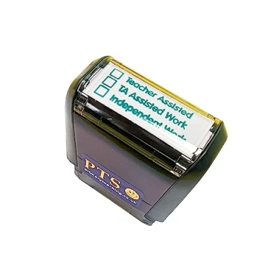 Image of Tick Box Assisted Work Pre Inked School Teachers Reading Comprehension Marking Stamper Stamp 38x15mm Primary Teaching Services (Green)