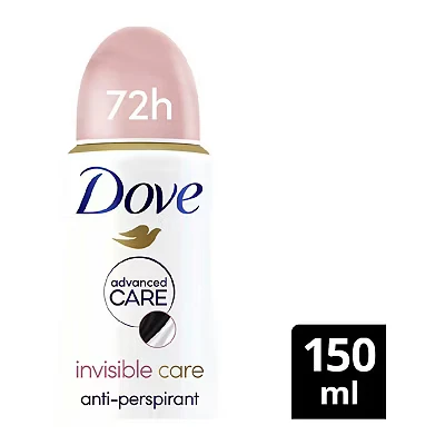 Image of Dove Advanced Care Invisible with Triple Moisturising technology Anti perspirant Deodorant Spray aerosol for 72 hours of protection 150 ml