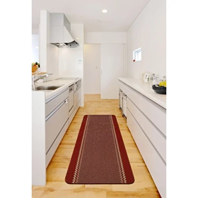 Image of William Armes 3800114 Kilkis Washable Kitchen Rug, Red, 180 x 67 cm