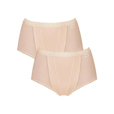 Image of Sloggi Women&#039;s Maxi 2 Pack Control Knickers, Skin, 12 UK