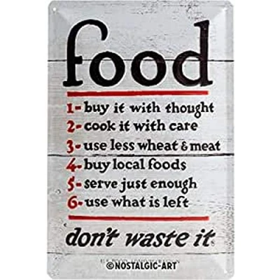 Image of Nostalgic Art Retro Tin Sign Home &amp; Country Food Don’t Waste It Kitchen gift idea, Metal Plaque, 20 x 30 cm