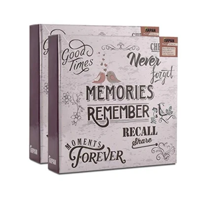 Image of ARPAN 2 x Picture Photo Album, Holiday Destinations/Memory, to fit 200 Photos 4x6&#039;&#039; / 10x15cm with Memo Writing Area, Slogan Memories Design