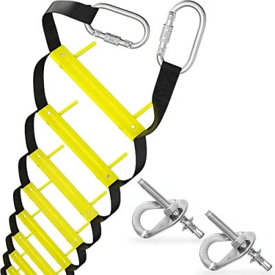 Image of Reusable Fire Escape Ladder 3 Story 25ft (8m) Climbing Anchors Included Rope for Homes 3rd Floor Portable, Foldable &amp; Compact Emergency Balcony Window