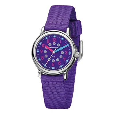 Image of JACQUES FAREL KCF 089 Kids Watch Children&#039;s Learning Analogue Quartz with Fabric Strap Extra Soft Purple, Classic