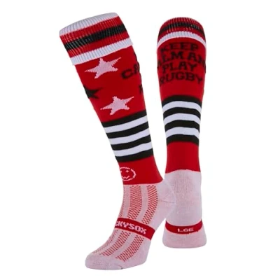 Image of WackySox Keep Calm Play Rugby Knee Length Sports Socks