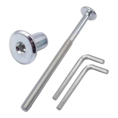 Image of SKIR&#039;CO (10 pcs) Zinc Plated Steel Joint Connector Bolts M6 x 90 mm with Nuts, Furniture Bolt, Hex Socket Screws