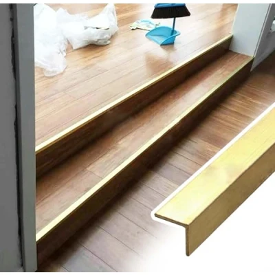 Image of CMYUN Stair Nosing Edge Trim Solid Brass, 1x1cm Step Strips/Tread Protector Guard, Floor Transition Strip for Home Loft Farm Office