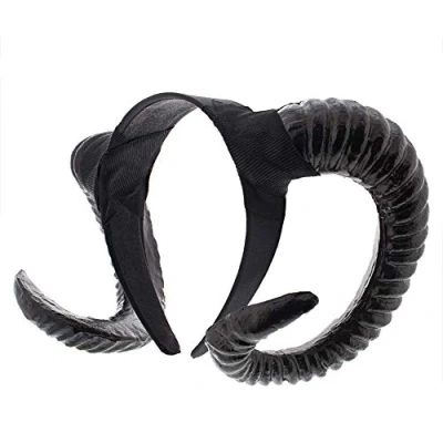 Image of Zac&#039;s Alter Ego Evil Witch Ridged Devil Ram Goat Horn Headband Halloween