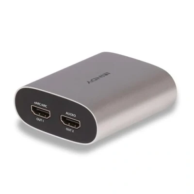 Image of LINDY 4K60 HDMI eARC Extractor, Audio 2.0, HDCP 2.3, 18Gbit/s, HDR10+, Dolby Vision, Atmos, 5.1/7.1