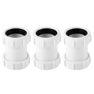 Image of Straight Pipe Connector SENRISE 40mm PVC Compression Joiner Coupling Fit 1/2&quot; Bath Waste (Pack of 3)