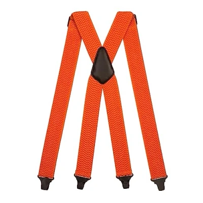 Image of Olata Heavy Duty X Shape Airport Braces/Suspenders with Plastic Clips 4cm. Orange