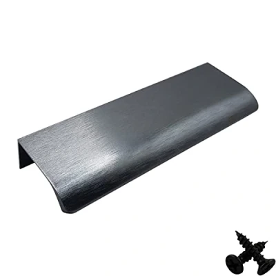 Image of M4TEC Bar Kitchen Cabinet Door Handles Cupboards Drawers Bedroom Furniture Concealed Finger Edge Pull Handle Brushed Anthracite. VD3 Series: 64 mm