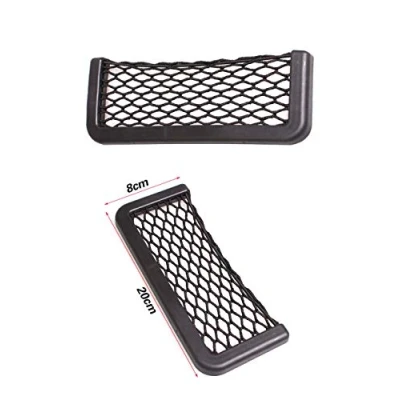 Image of Car Trunk Storage Net, 2 Pack 20 cm x 8 Black Magic Self Adhesive Net Elastic String Mesh Bag for Mobile Phone Wallet Keys Small Things