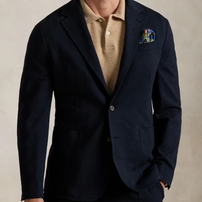 Image of POLO Ralph Lauren SOFT Modern KNIT Seersucker Jacket Blazer jacket, Men&#039;s, Size: Large, Navy