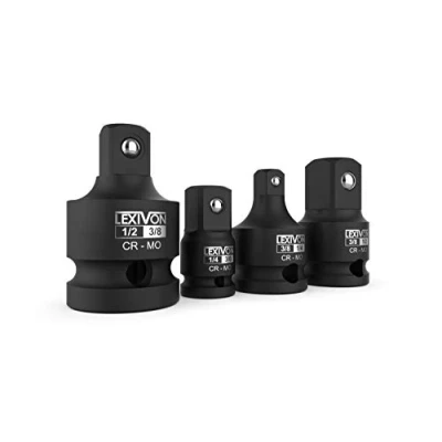 Image of LEXIVON Impact Socket Adapter Reducer, Set of 4, 1/2&quot; to 3/8&quot; 1/4&quot; Converter Fits driver, Torque Wrench, power Drill, Ratchet (LX 112)
