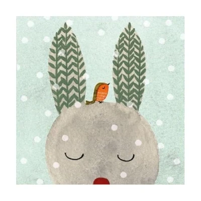 Image of 8 Adorable Bunny and Robin Christmas Cards Yoko Shima Japanese Painting
