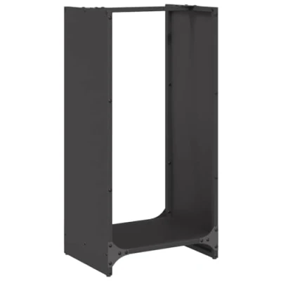 Image of vidaXL firewood rack black cold rolled steel fireplace log holder 40x30x80 cm wood storage large capacity indoor stack
