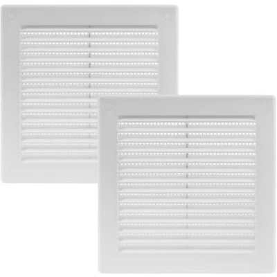 Image of Vent Systems 150 x mm / 6&#039;&#039; Inch White Soffit Cover Pack of 2 Flat Square Air Louver Grille Built in Insect Screen HVAC Vents for Bathroom, Home Office, Kitchen