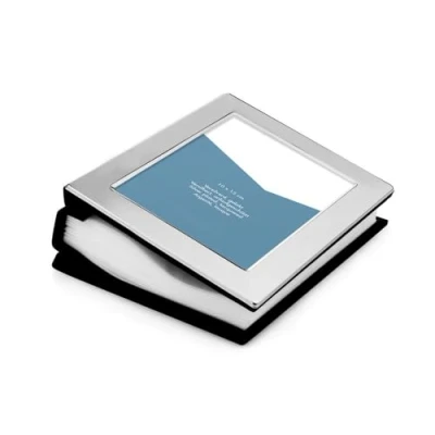 Image of Brillibrum Design Photo Album Silver Plated Picture Frame for 100 Photos White Pages Book with Engraving (Without Engraving)