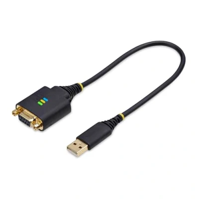 Image of StarTech.com 1ft/30cm USB to Null Modem Serial Adapter Cable, COM Retention, FTDI, A RS232, Changeable DB9 Nuts/Screws