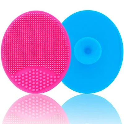 Image of Baby Bath Brush, Cradle Cap Silicone Massage Scrubbers Exfoliator Skin Essential for Dry Skin, and Eczema 2 Pack (Rose Red &amp; Blue)