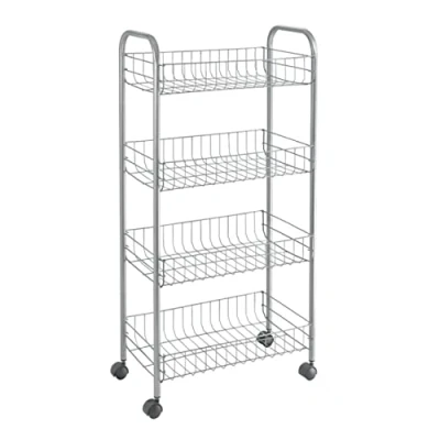 Image of Metaltex Ascona 4 Tier Rolling Cart Multipurpose Storage for Home including Kitchen, Bathroom, Office and Garage Polytherm Silver, 42 x 23 84 Centimetres