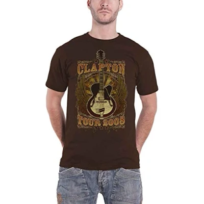 Image of Eric Clapton T Shirt Tour 2008 Logo Official Mens Brown M