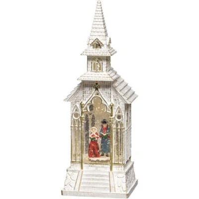 Image of Konstsmide Christmas Decorations LED Snow Globe Church with Choir/Indoor, 5 Hour Timer/Battery Operated: 3xC 1.5V (excl.)/Christmas Lantern 1 Warm White Diodes