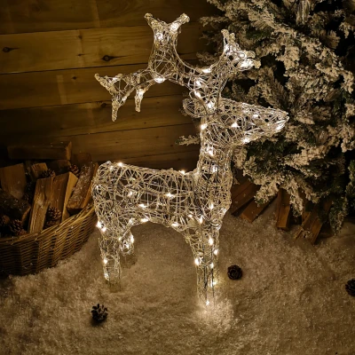Image of 90cm LED Indoor Outdoor Acrylic Standing Reindeer Christmas Decoration in Warm White