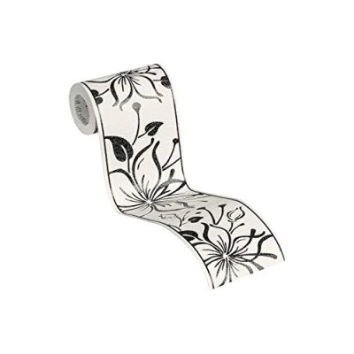 Image of A.S. Création Only Borders 10 346629 Border Self Adhesive 5 m x 0.13 Metallic Black/White
