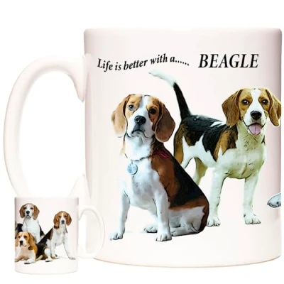 Image of Beagle Dog Coffee Mug, Gift Photo Mug. 11oz Ceramic Mug for Owners. Mum Gift. Dad