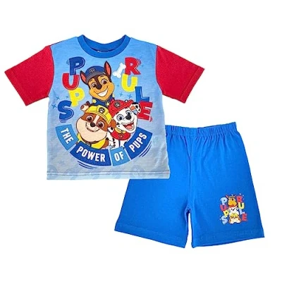 Image of Paw Patrol The Power of Pups Children&#039;s Shortie Summer Pyjamas, Blue, Age 18 24 Months
