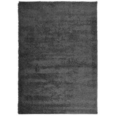Image of vidaXL Shaggy Rug Anthracite High Pile Flooring, Soft Texture Polypropylene Carpet, Modern Rectangular Area for Office/Bedroom/Living Room 140x200cm