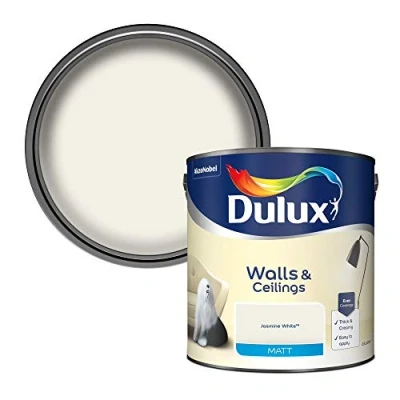 Image of Dulux Matt Emulsion Paint For Walls And Ceilings Jasmine White 2.5 Litres
