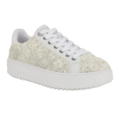 Image of GUESS Women&#039;s Denesa Sneaker, Ivory/White 154, 5.5 UK