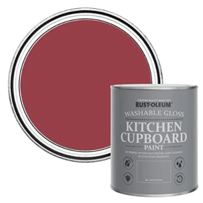 Image of Rust Oleum Red Kitchen Cupboard Paint in Gloss Finish Soho 750ml